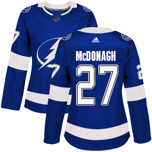 Adidas Tampa Bay Lightning #27 Ryan McDonagh Blue Home Authentic Women Stitched NHL Jersey->women nhl jersey->Women Jersey